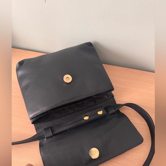 Vintage 80s 90s Paloma Picasso Italian Genuine Black Leather Crossbody Bag - Picture 5 of 12